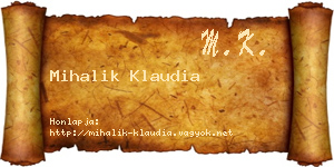 Mihalik Klaudia névjegykártya
